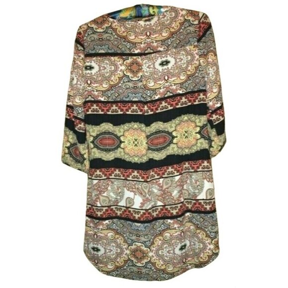BOHO Hippie TUnic Top Aztec Geometric Festival Colorful  3/4 Sleeve Small NEW - Picture 2 of 7